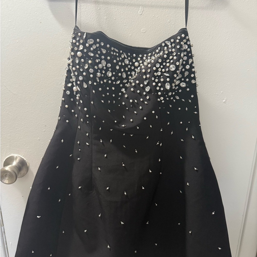 Muse Black and Silver Embellished Mini Dress